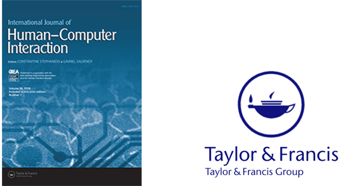Front page of the International Journal of Human–Computer Interaction, and logo of the Taylor & Francis publishing house.