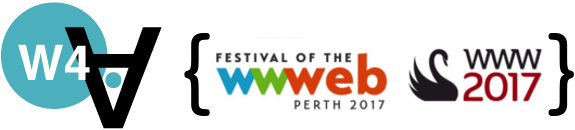 Logo of the 2017 Web for All Conference, held in Perth (Western Australia).